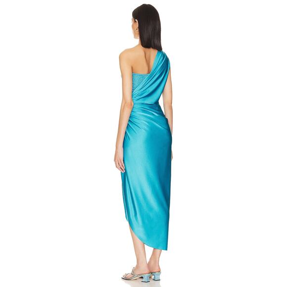 Revolve Greek Goddess Baobab Swim Coverup One Shoulder Nikka Dress Blue Size XS - Picture 4 of 13